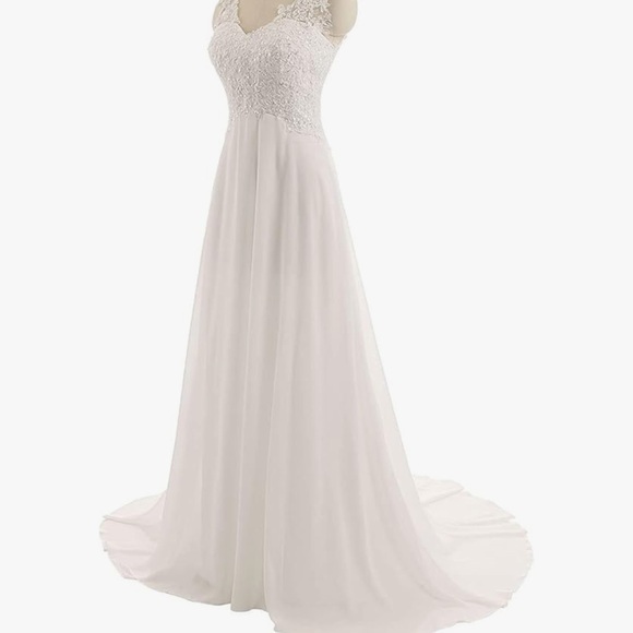 Elegant White Lace Wedding Dress chiffon - Picture 1 of 10